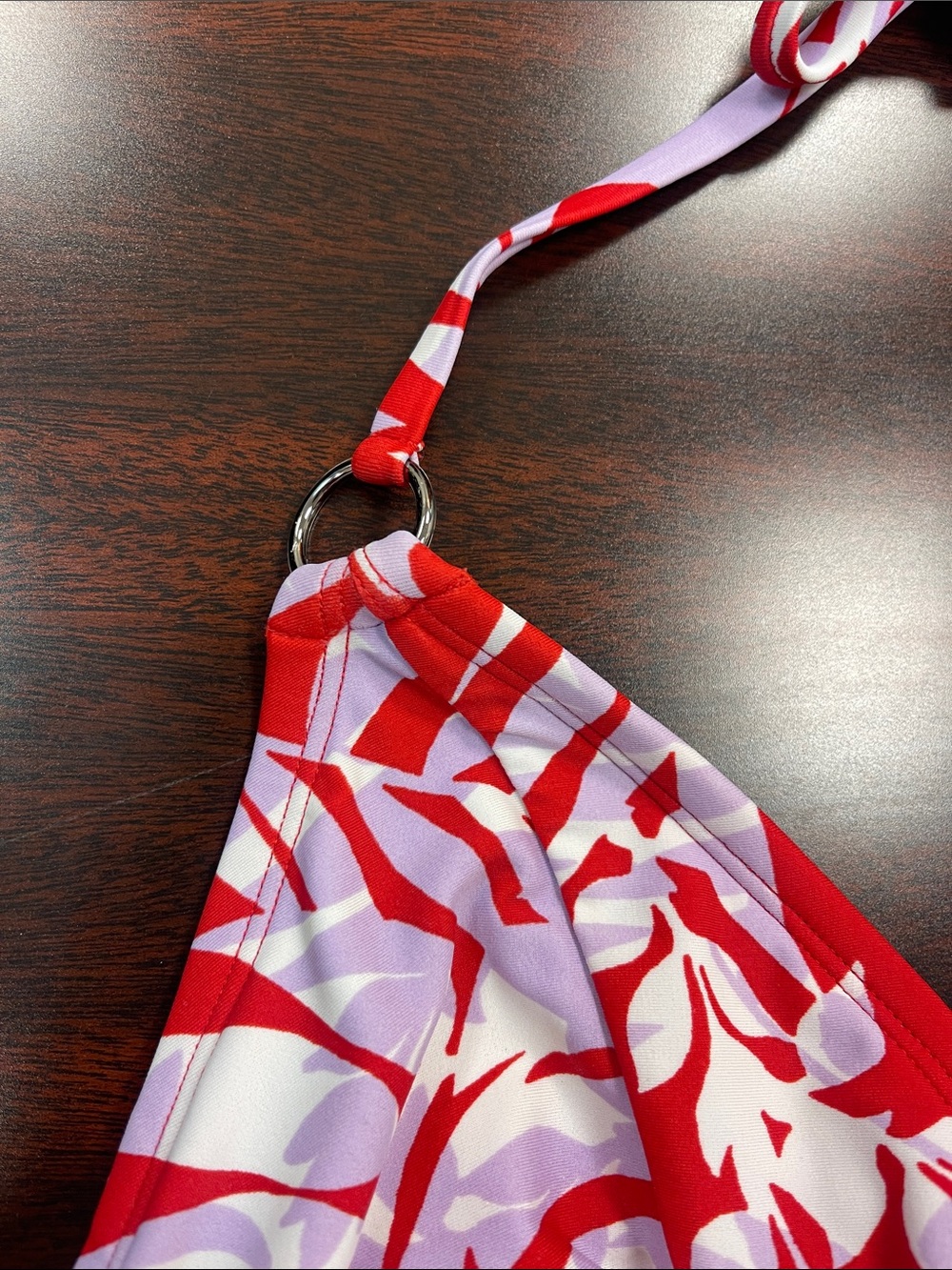 Kona Sol Red and Lavender Tropical Bikini Top Size Small - Picture 6 of 6
